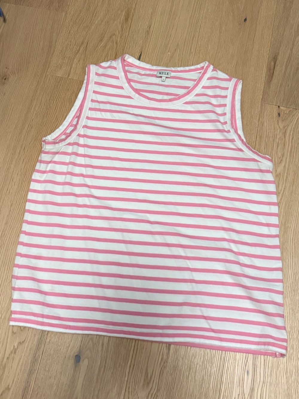KULE Girls Pink & White Striped Tank Top